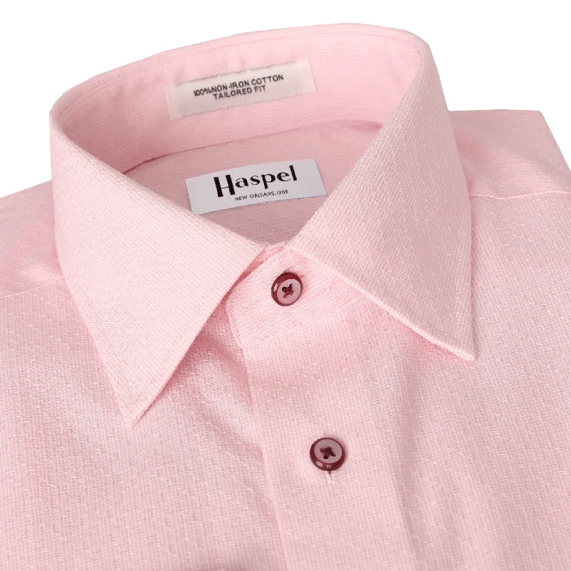 Now or Never Dauphine Textured Pink Oxford (Tailored Fit) Dress Shirt - Spread Collar