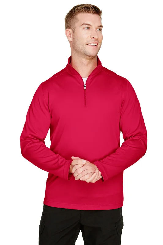 Weekend Sale: Don't Miss Out Harriton Mens Advantage Performance Moisture Wicking 1/4 Zip Sweatshirt - Red