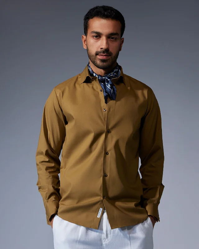 Limited Offer Stretch Self-Checked Slubby Shirt - Olive