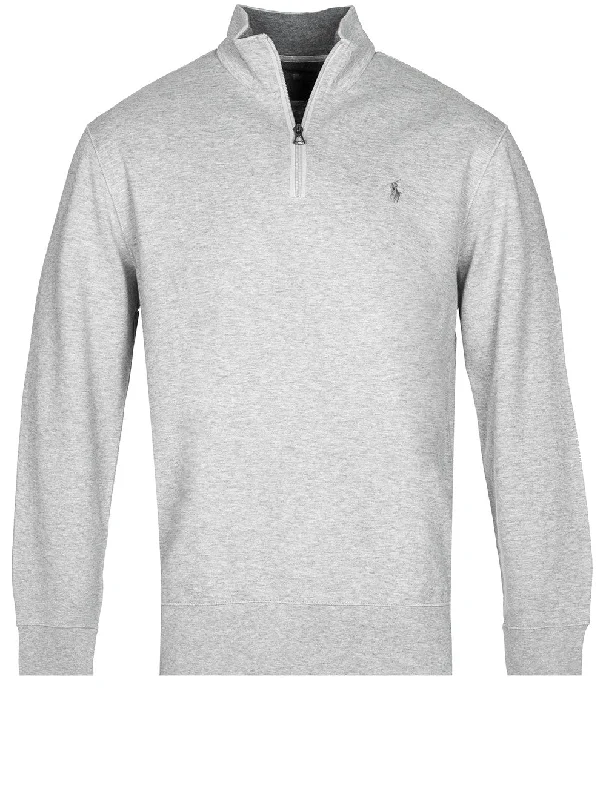 Limited Stock Doppelt gestrickter Jersey mit halbem Reißverschluss, Andover Heather