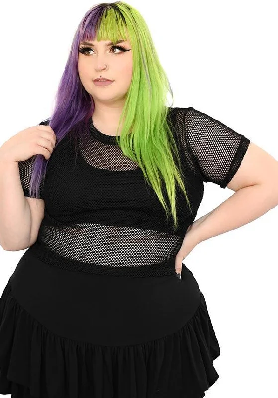 Special Discount Fishnet | SHORT SLEEVE CROP TOP
