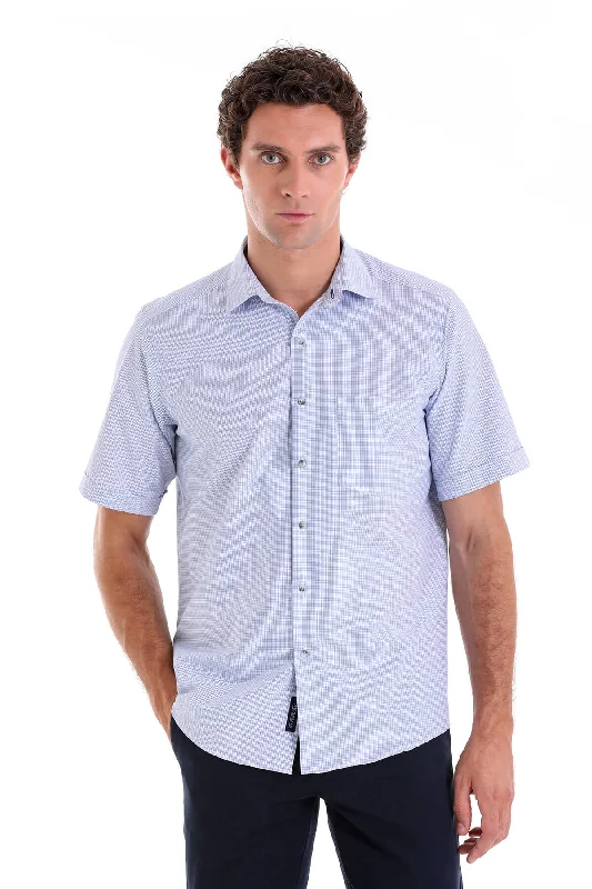 Fantastic Savings Regular Fit Plaid Cotton Blend Blue Dress Shirt