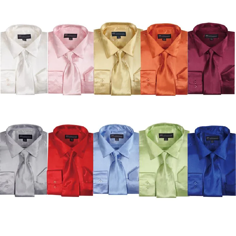 Extra Savings Mens Shiny Satin Dress Shirt