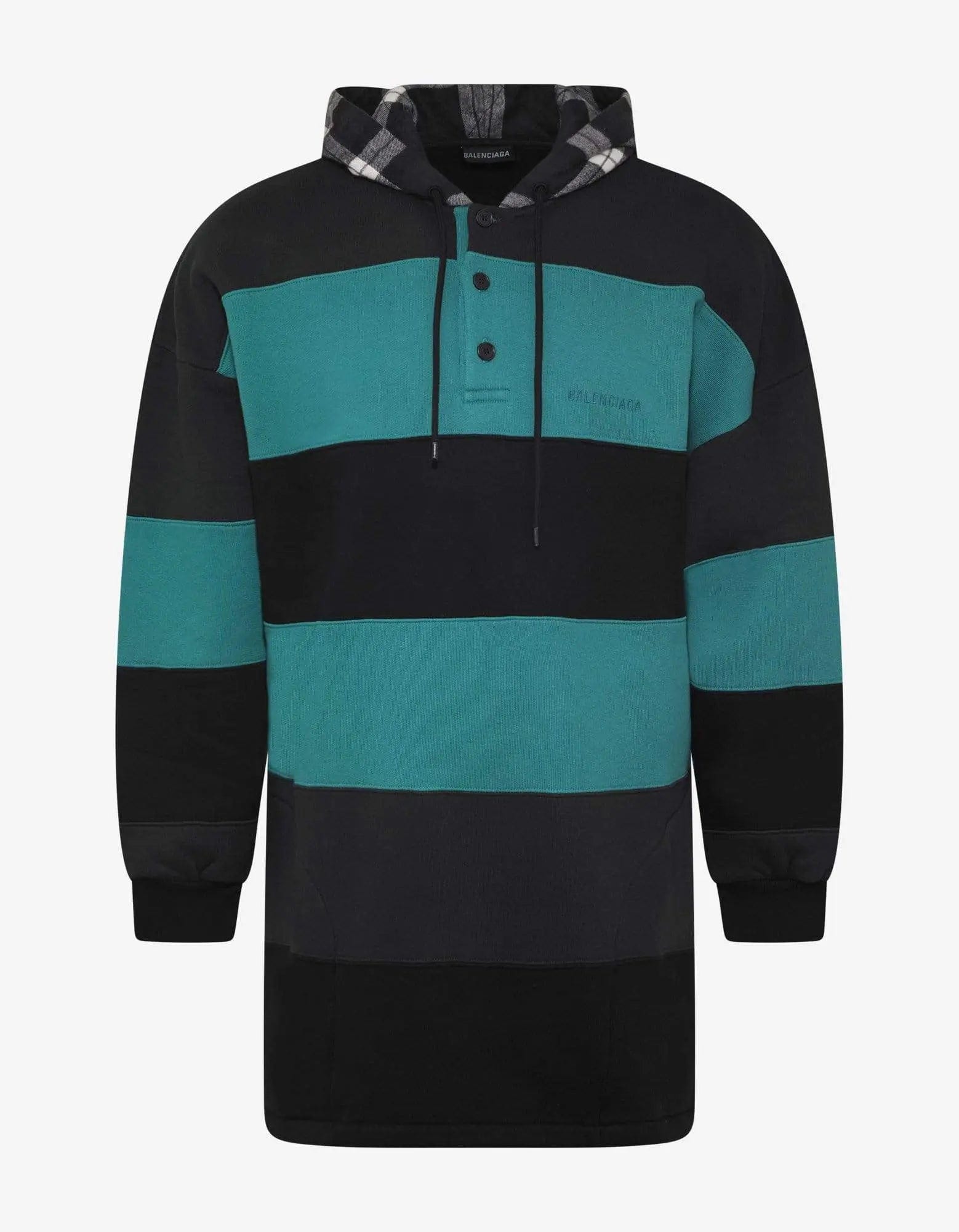 Deal Dash Balenciaga Green & Black Stripe Oversized Hoodie