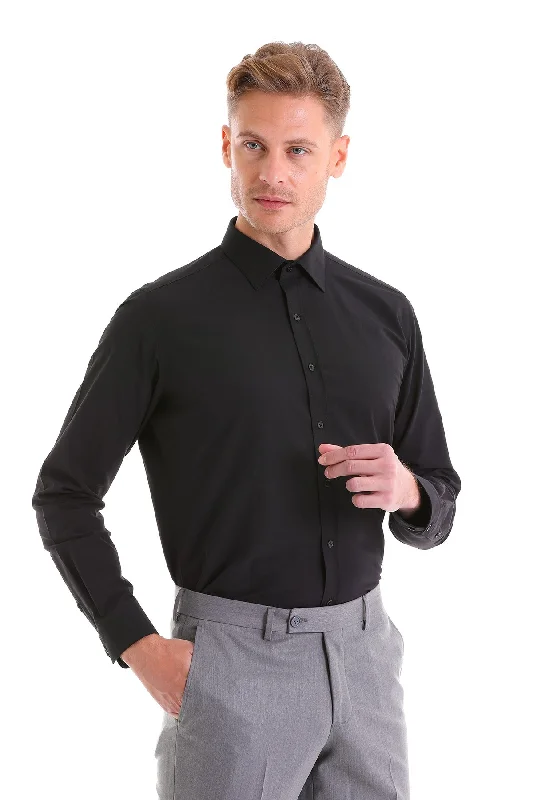 Today’s Deal Slim Fit Black Cotton Blend Dress Shirt
