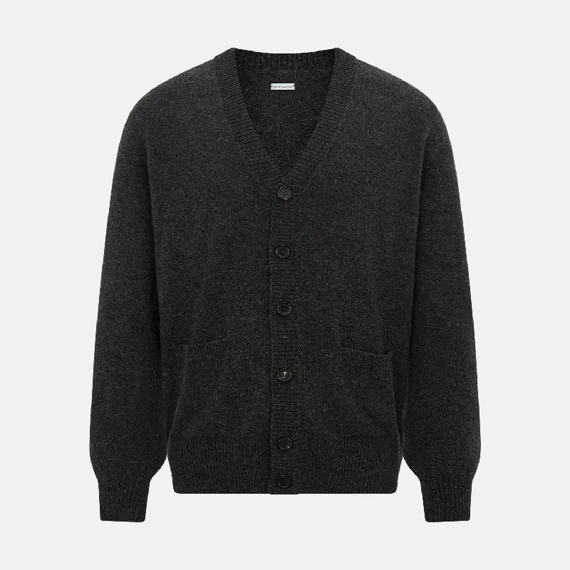 Extra Savings Dark Grey Melange Cashmere Cardigan