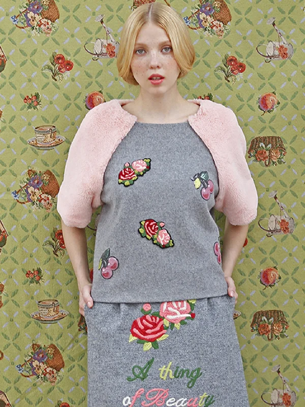 Weekend Special Unlogical Poem Flower Towel Embroidery Wool Patchwork Top