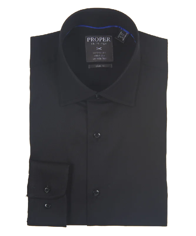 Weekend Offers You Can't Ignore Solid Black Slim Fit Cotton Shirt