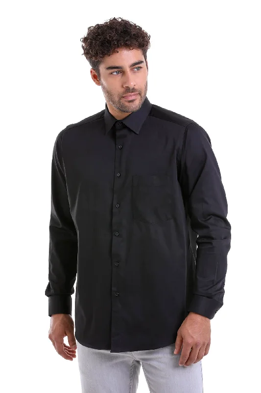 Price Blitz Comfort Fit Long Sleeve 100% Cotton Black Dress Shirt