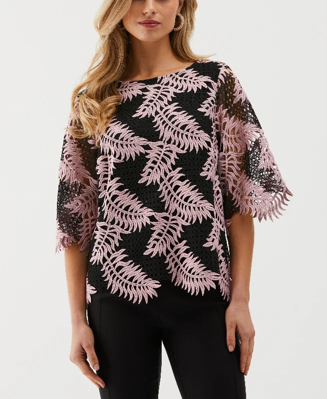 Unmissable Offer Scalloped Elbow Sleeve Lace Top