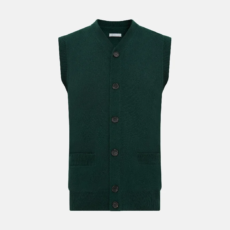 Can't Miss Forest Green Cashmere Sleeveless Cardigan