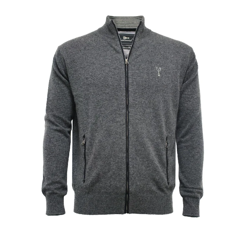 Price Reduction Charcoal Grey Cashmere Zipper Cardigan Porto