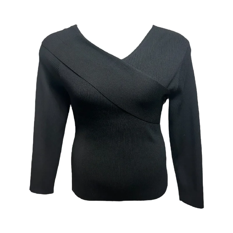 Weekend Offers That Shine Ribbed Knit Asymmetric Detail Top By Karen Millen In Black, Size: L