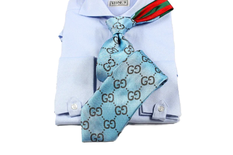 The Best Prices Sky Blue Solid Spread Collar Shirt with Convertible Tap French Cuff