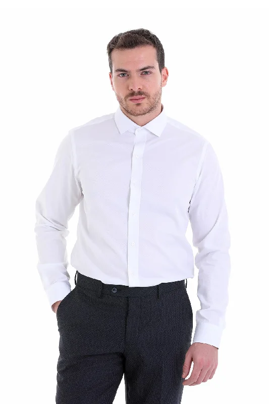 Steals and Deals Comfort Fit Spread Collar 100% Cotton White Dress Shirt