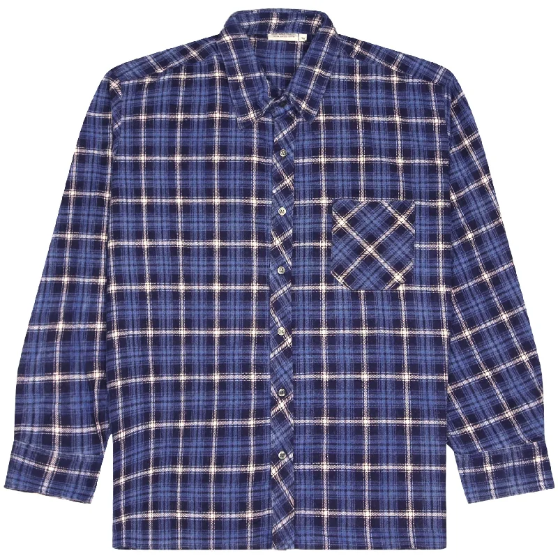 Price Drop Vintage Checkered Flannel Shirt Navy Blue Cream