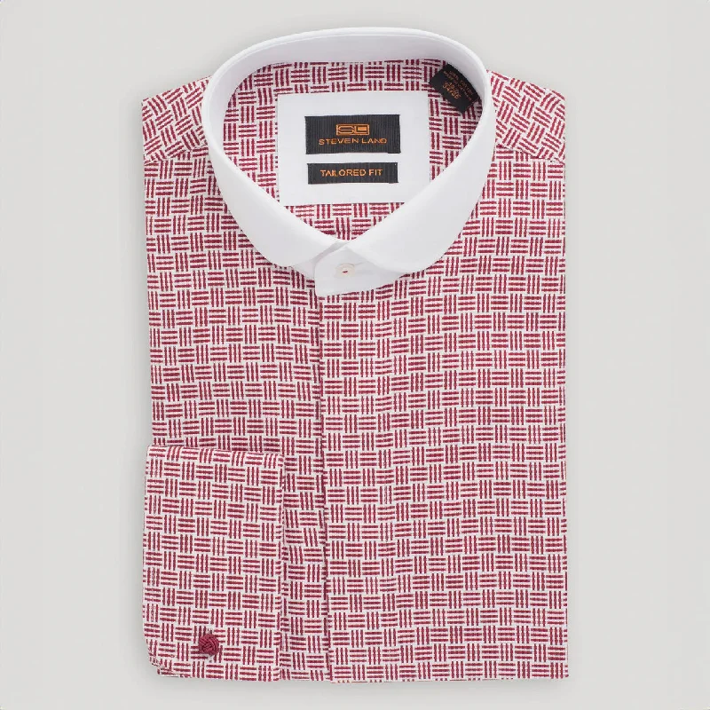 Deal of the Day The Alder Dress Shirt |Rounded French Cuff & Club Collar | Burgundy