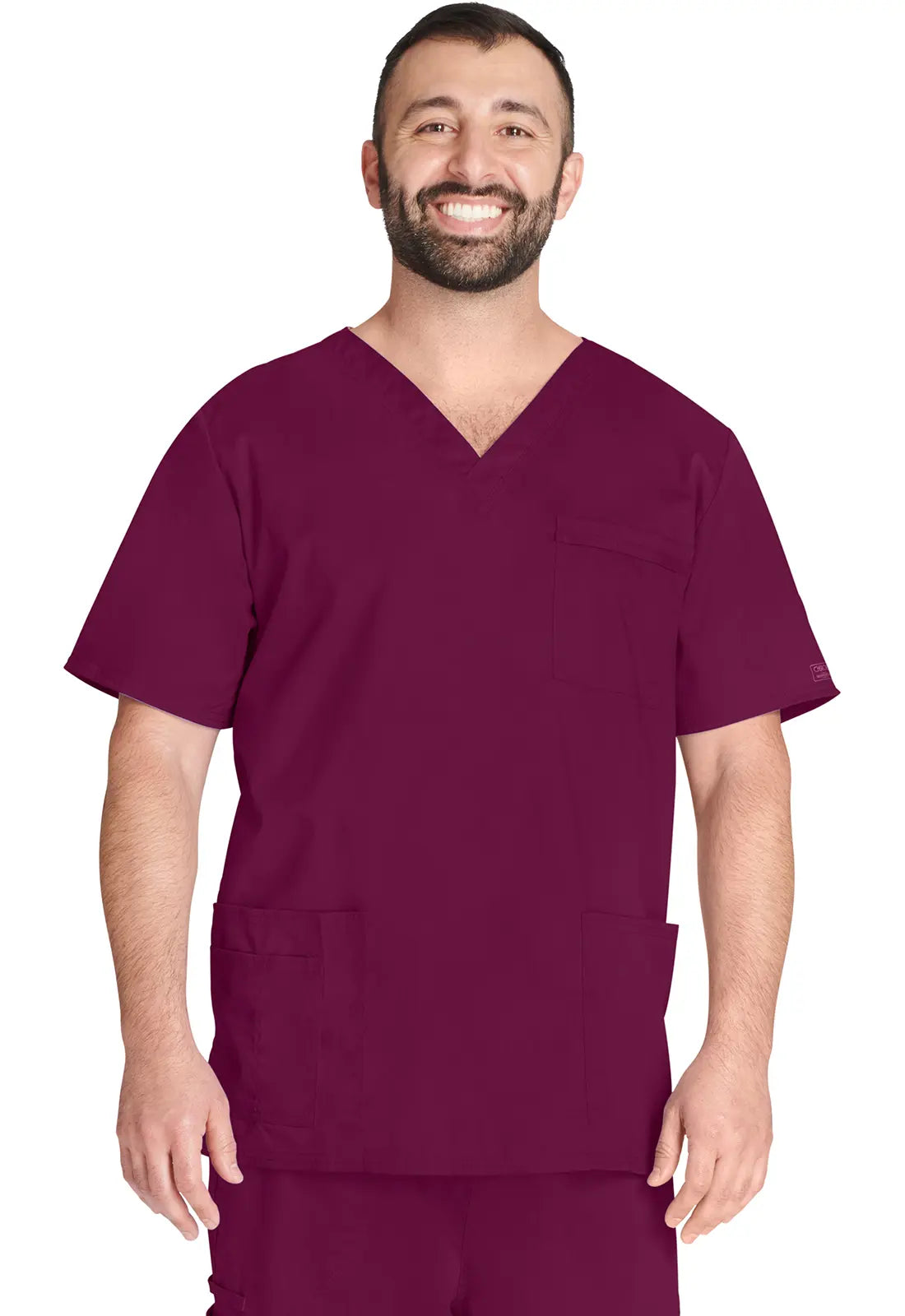 YEAR-End Clearance Cherokee Unisex 4-pocket V-Neck Top - Wine