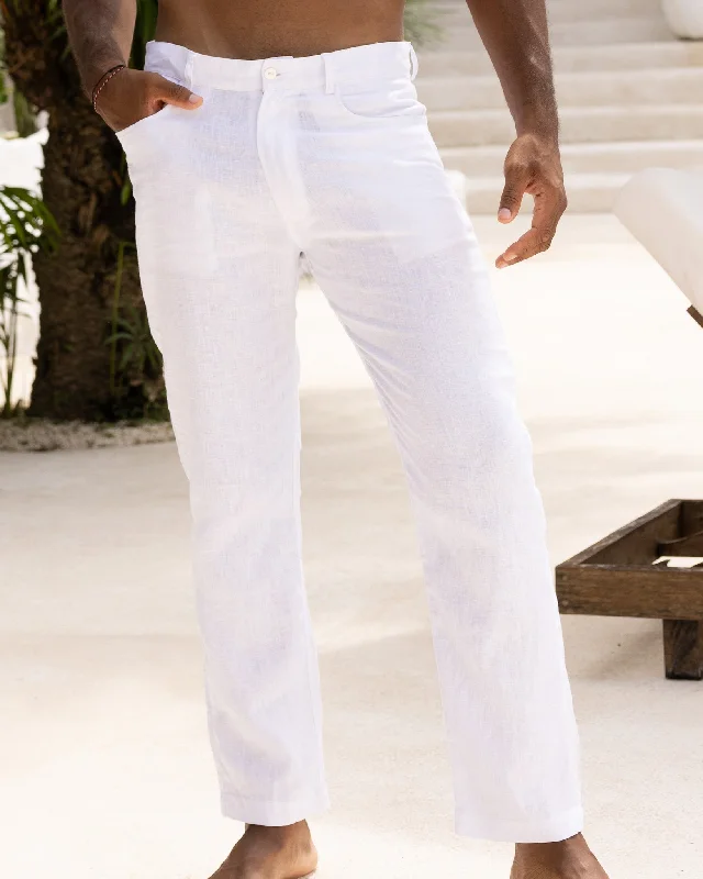 Weekend Savings Spectacular The Casa Blanca - White Linen Vacation Pants