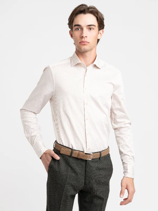 Great Bargain Brown Striped Slimline Shirt