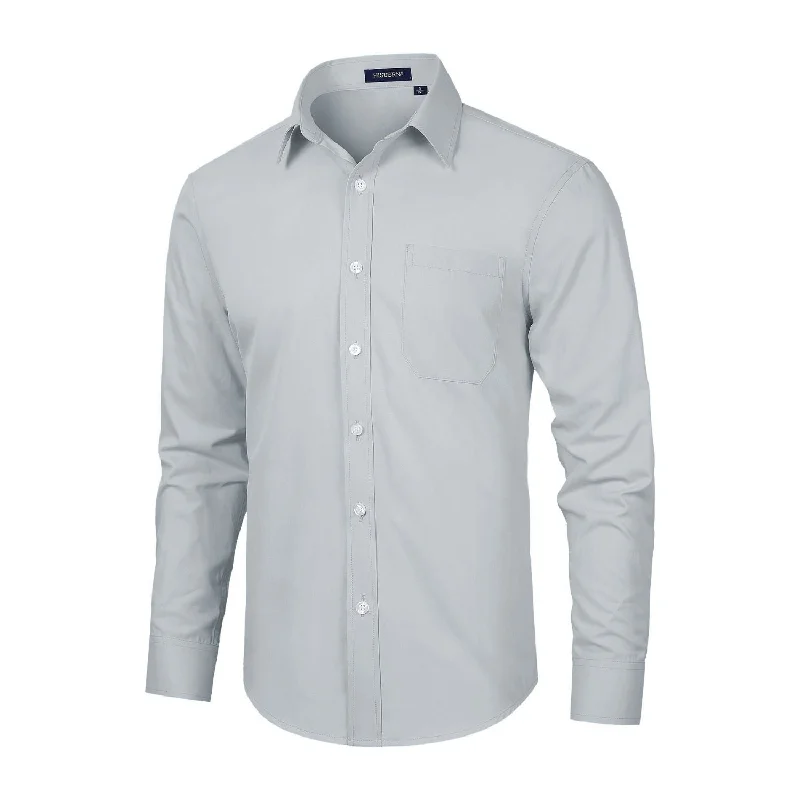 Stock Clearance Men's Dress Shirt with Pocket - LIGHT GREY