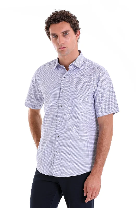 Can't Resist Regular Fit Plaid Cotton Blend Purple Dress Shirt