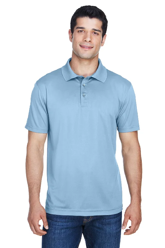 Final Offer Harriton Mens Polytech Moisture Wicking Short Sleeve Polo Shirt - Light Blue