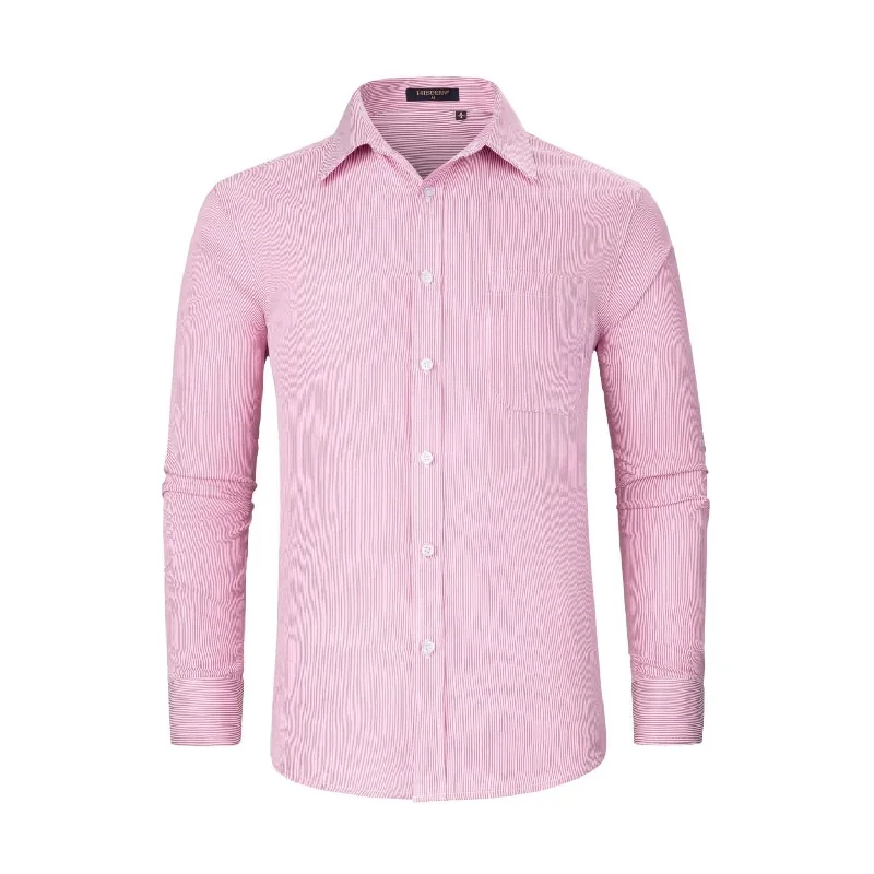 Unbeatable Prices Men's Casual Long Sleeve Striped Shirt - PINK