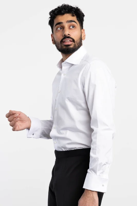 Weekend Deal White Dress Shirt with French Cuffs