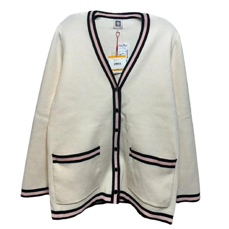 Weekend Bargains to Grab Contrast Trim V-Neck Cardigan Sweater By Anne Klein In Multi-colored, Size: S