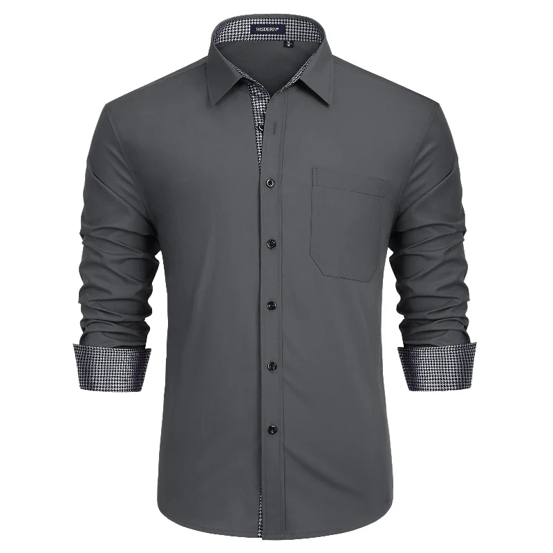 Epic Deals Men's Patchwork Dress Shirt with Pocket - C-GREY1