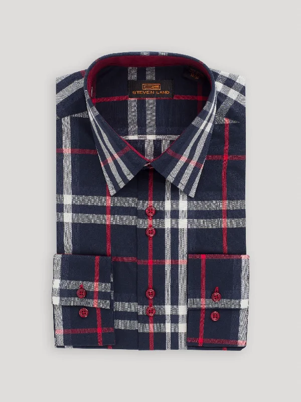 Limited Edition The Tartan III Dress Shirt | Regular Barrel Cuff & Classic Collar | Navy