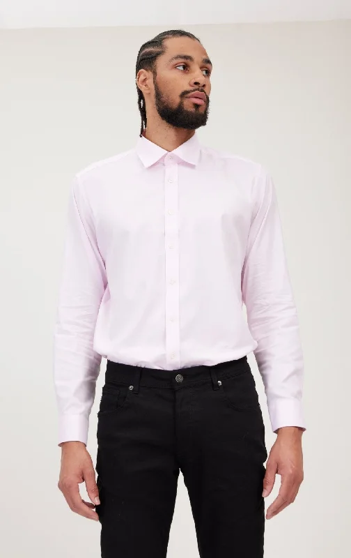 Members Only S Single-Ply Oxford Cotton Spread Collar Dress Shirt With Convertible Cuff - Light Pink Members Only S Single-Ply Oxford Cotton Spread Collar Dress Shirt With Convertible Cuff - Light Pink