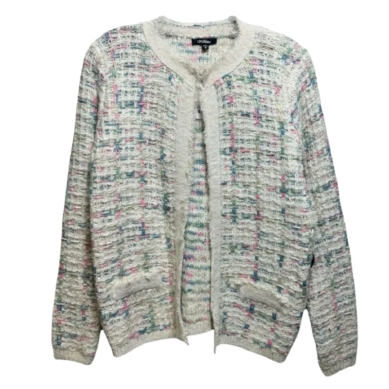 Weekend Deals That Amaze Fringed Long-Sleeve Tweed Cardigan Sweater By Cocobleu In Multi-colored, Size: M