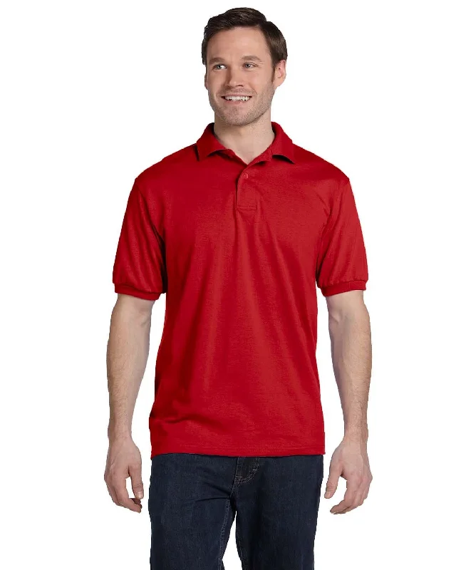 Deal Frenzy Hanes Jersey Knit Polo Shirt | Deep Red