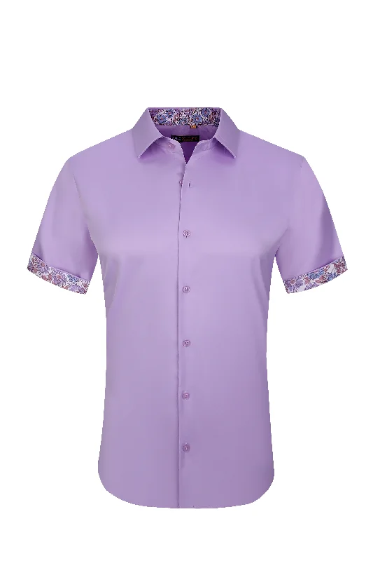 Weekend Specials to Love Suslo Solid 4 Way Stretch Short Sleeve Shirt - Lavender