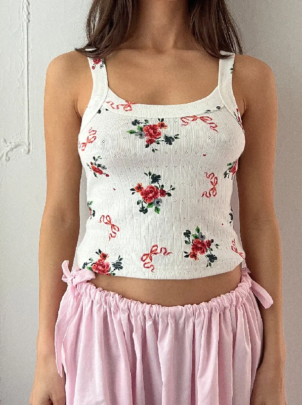 Top Pick Harley Pointelle Tank - Pointelle Bouquet
