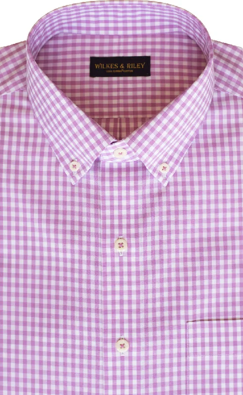Best Seller Classic Fit Pink Gingam Button-Down Collar Supima® Non-Iron Cotton Broadcloth Sport Shirt Best Seller Classic Fit Pink Gingam Button-Down Collar Supima® Non-Iron Cotton Broadcloth Sport Shirt
