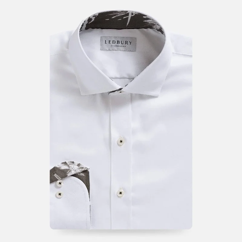 Early Access The White Madison Fine Twill with Palm Contrast Collar Custom Shirt