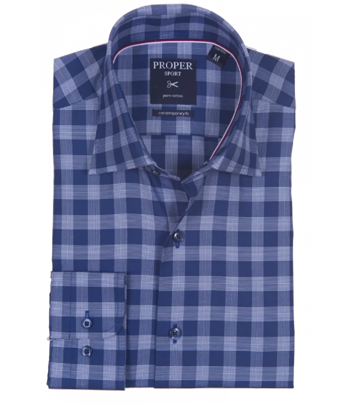 Massive Deals Navy Blue Casual Cotton Gingham Shirt