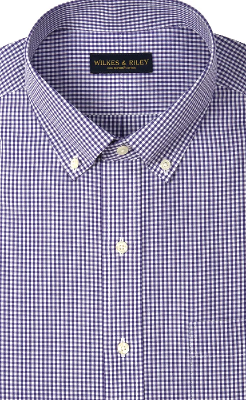 Midnight Sale Tailored Fit Purple Gingham Button-Down Collar Supima® Cotton Non-Iron Broadcloth Sport Shirt Midnight Sale Tailored Fit Purple Gingham Button-Down Collar Supima® Cotton Non-Iron Broadcloth Sport Shirt