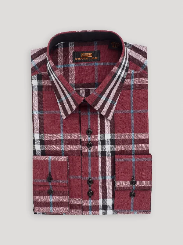 Last Chance The Tartan III Dress Shirt | Regular Barrel Cuff & Classic Collar | Burgundy