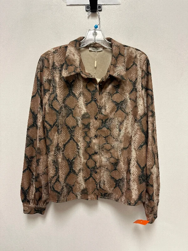Weekend Savings Fiesta Blouse Long Sleeve By Clothes Mentor In Snakeskin Print, Size: L