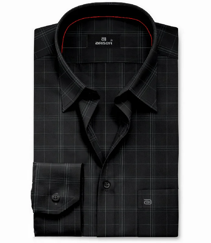 Blowout Deals Vegas - Black With Gray Checked Shirts For Mens | Ariser