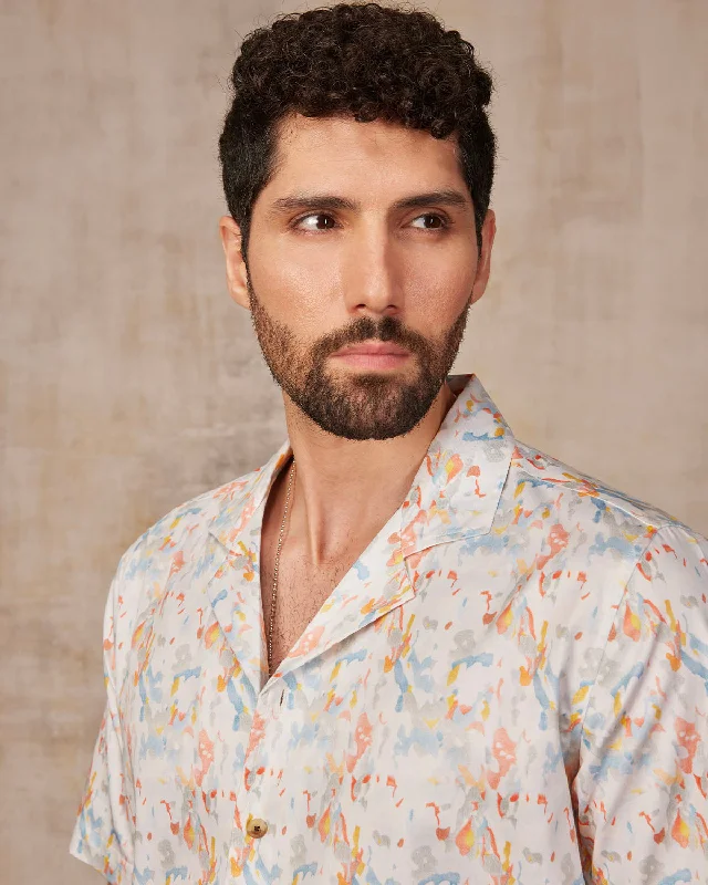 Huge Discounts Abstract Printed Shirt - Orange & Blue