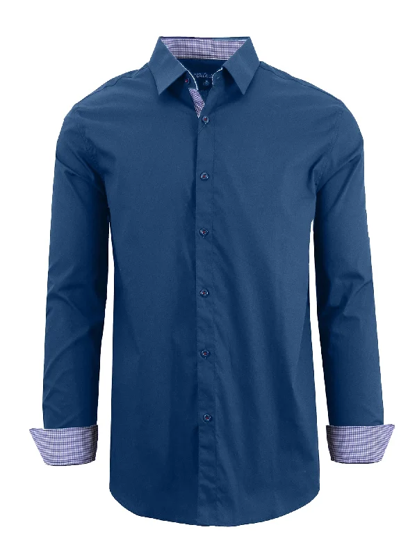 Daily Deals Men's Long-Sleeve Solid Slim-Fit Casual Dress Shirts