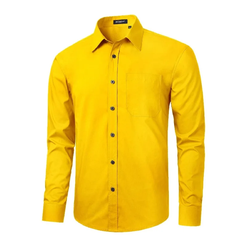Weekend Offers That Please Men's Dress Shirt with Pocket - YELLOW