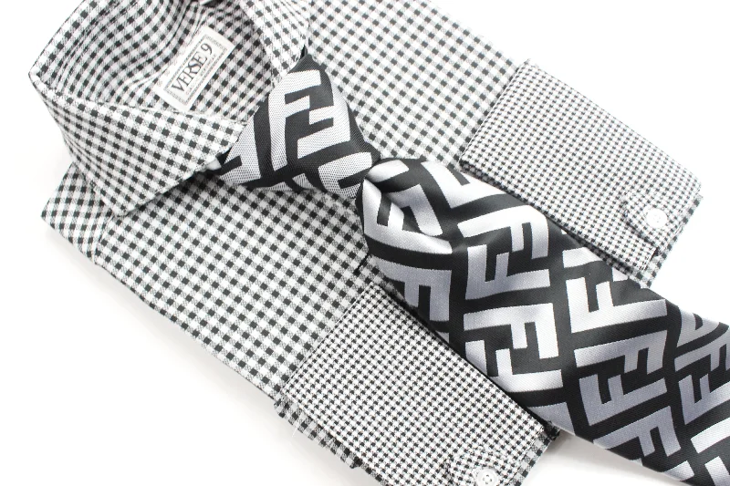Hot Deal Spread Collar | Black Check | French Cuff Shirt