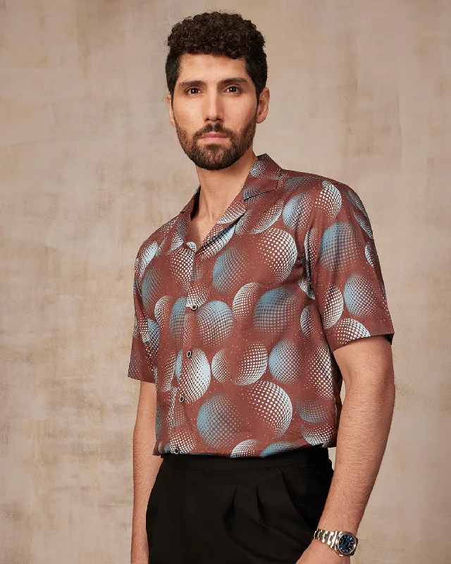 Deal Dash Dotted Printed Shirt - Brown & Blue
