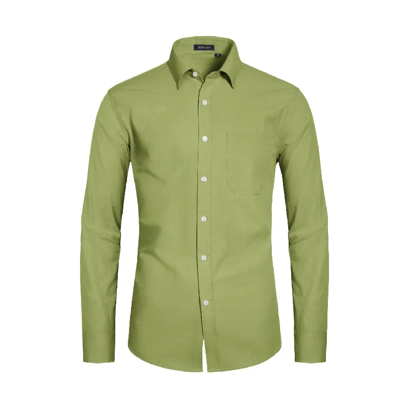 Online Exclusive Men's Dress Shirt with Pocket - G-GRASS GREEN